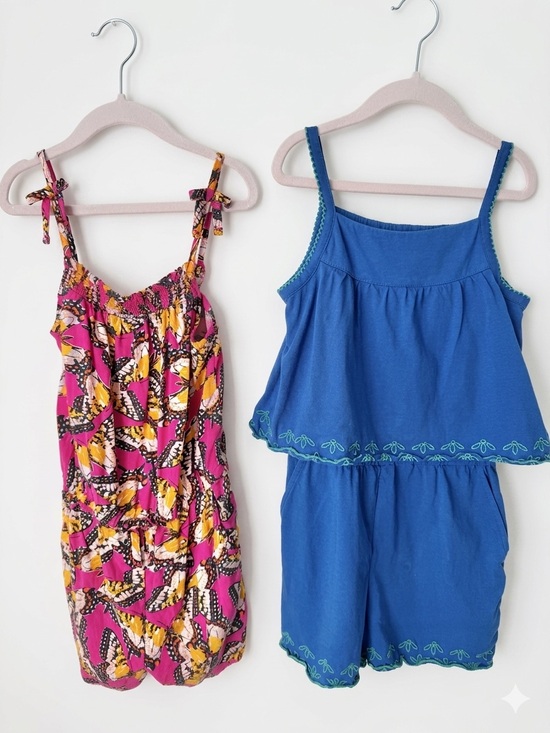 J. Crew Other - CREWCUTS CAT AND JACK Romper Lot Butterfly Blue Summer Shorts Set 6